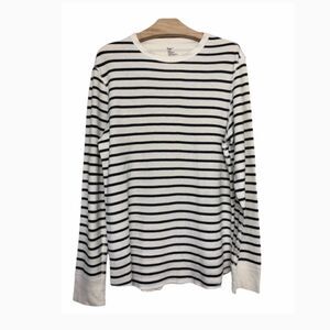 Gap Black & White Striped Thermal Tee - Long Sleeve Casual Top